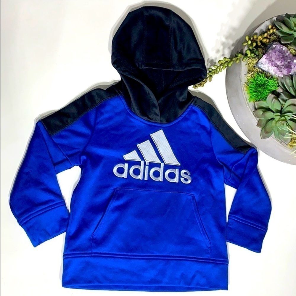 Adidas Black & Blue Active Fleece Hooded Pullover active top toddler 3T